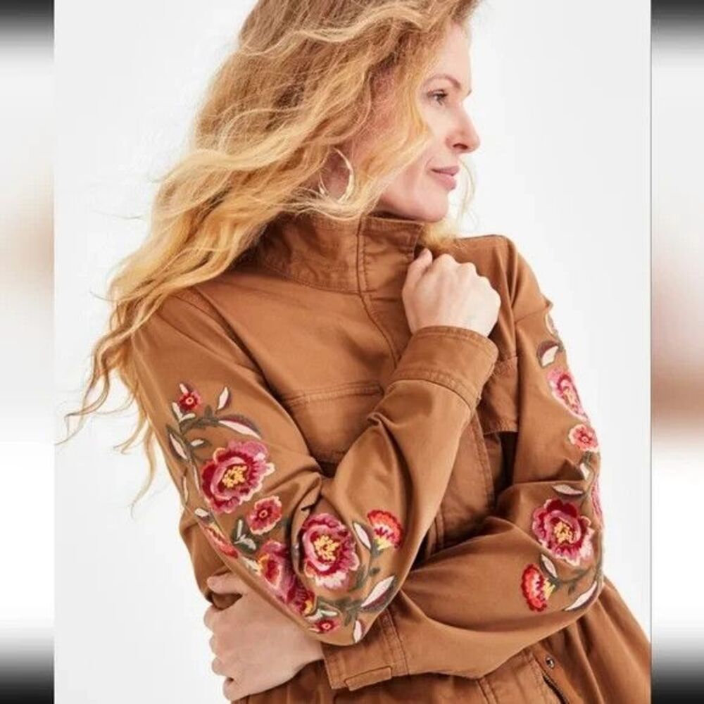 Style & Co. Macy's Safari Style Jacket embroidered New w Tags - Picture 1 of 4
